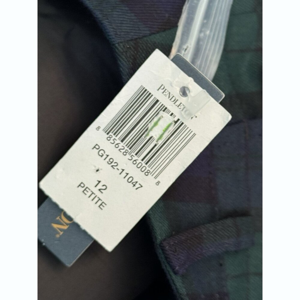 Pendleton Blue Green Plaid Virgin Wool Button Skirt 12P Dark Academia Preppy - Picture 6 of 10